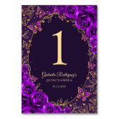 Purple Gold Quinceanera Kaart (Achterkant)