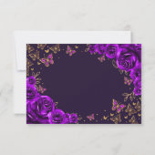 Purple Gold Quinceanera Reply RSVP Kaartje (Achterkant)