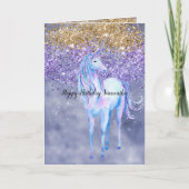 Purple Gold Sparkle Unicorn Kaart (Voorkant)