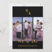 Purple & Gold Stylish Lace Vertical 3 Multi Photos Kaart (Voorkant)