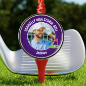 Purple Golfer Photo Custom Golf Team Christmas Metalen Ornament
