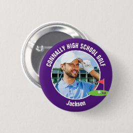 Purple Golfer Photo High School Golf Team Ronde Button 5,7 Cm