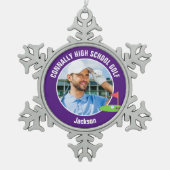 Purple Golfer Photo High School Golf Team Tin Sneeuwvlok Ornament (Voorkant)