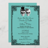 Purple Goth Sugar Skull Wedding Invitation Kaart (Voorkant / Achterkant)