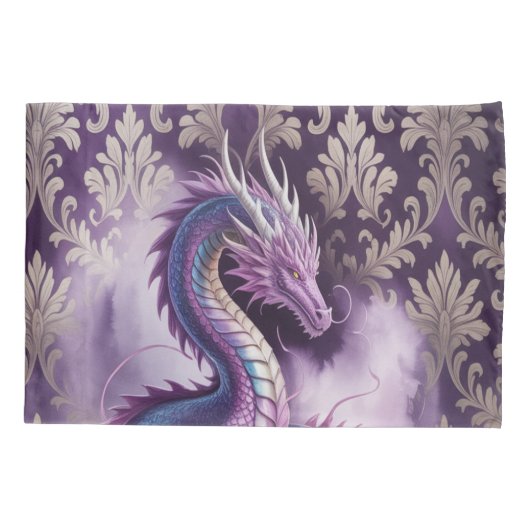 Purple Gothic Dragon Birthday Party  Kussensloop (Achterkant)