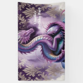 Purple Gothic Dragon Birthday Party  Spandoek (Verticaal)