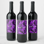 Purple Gothic Easter Pattern Wijn Etiket (Flessen)