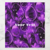 Purple Gothic Easter Pattern Wijn Etiket (Enkel label)