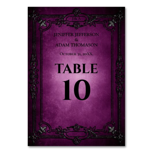 Purple Gothic Halloween Alternative Wedding Kaart (Voorkant)