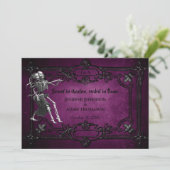 Purple Gothic Halloween wedding invitation Kaart (Staand voorkant)