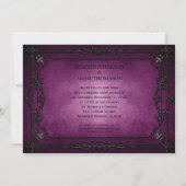 Purple Gothic Halloween wedding invitation Kaart (Achterkant)