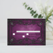 Purple Gothic Halloween Wedding RSVP Card Kaartje (Staand voorkant)