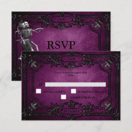 Purple Gothic Halloween Wedding RSVP Card Kaartje