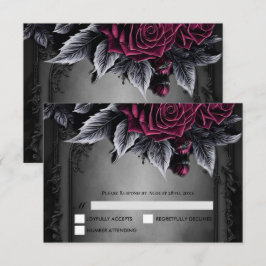 Purple Gothic Halloween Wedding RSVP Card Kaartje