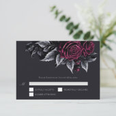 Purple Gothic Halloween Wedding RSVP Card Kaartje (Staand voorkant)