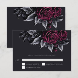 Purple Gothic Halloween Wedding RSVP Card Kaartje
