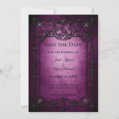 Purple Gothic Halloween wedding save the date Aankondiging (Voorkant)