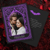 Purple Gothic Vampire Cathedral Photo Wedding Bedankkaart
