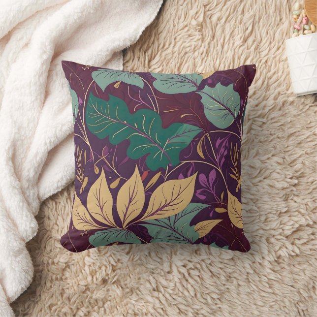 Purple Graceful Modern Leaf Print Kussen (Deken)