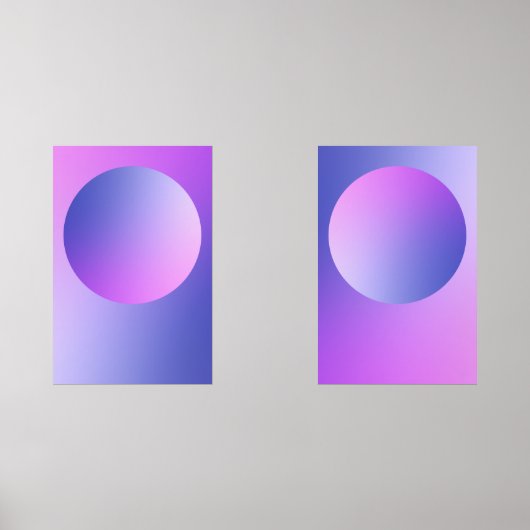 Purple Gradient Circle Vignette Abstract Design Muurkunst Sets (Voorkant)