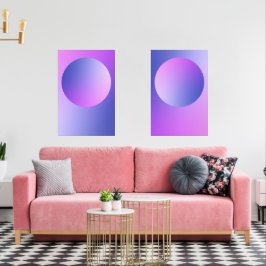 Purple Gradient Circle Vignette Abstract Design Muurkunst Sets