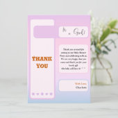 Purple Gradient Cute Eyeball Text Baby Shower Bedankkaart (Staand voorkant)