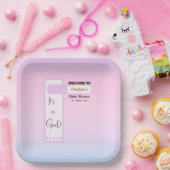 Purple Gradient Cute Eyeball Text Baby Shower Papieren Bordje (Feest)