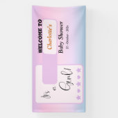 Purple Gradient Cute Eyeball Text Baby Shower Spandoek (Verticaal)