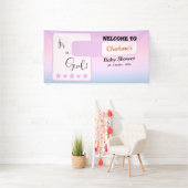 Purple Gradient Cute Eyeball Text Baby Shower Spandoek (Insitu)