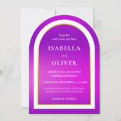 Purple gradient white text wedding kaart (Voorkant)