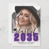 Purple Graduate Photo Graduation Aankondiging (Voorkant)