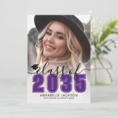 Purple Graduate Photo Graduation Aankondiging (Staand voorkant)