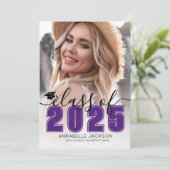 Purple Graduate Photo Graduation Kaart (Staand voorkant)