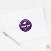 Purple Graduating Class Thank You Grad Cap Ronde Sticker (Envelop)