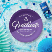Purple Graduation Bold Retro Script Cap Icon Papieren Bordje (Feest)