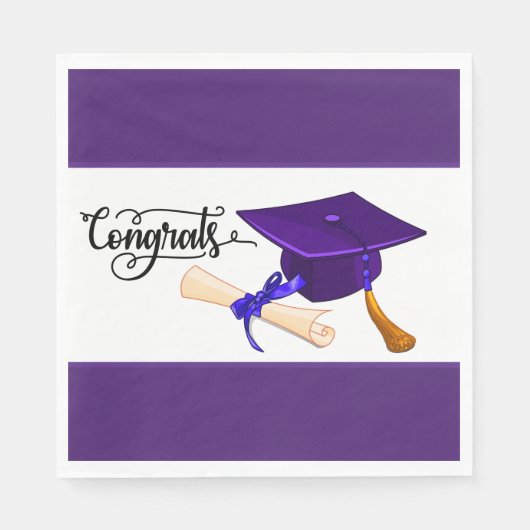 Purple Graduation Cap And Diploma Servet (Voorkant)