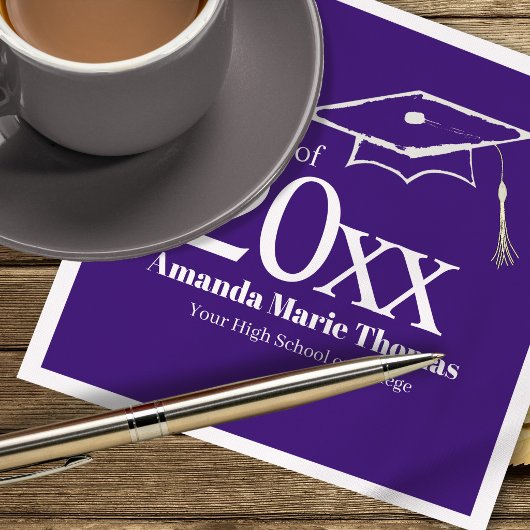 Purple Graduation Cap Class of 20XX Name Servet