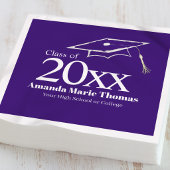 Purple Graduation Cap Class of 20XX Name Servet