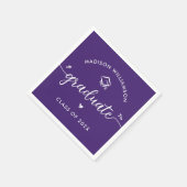 Purple Graduation Script Hearts Cap Icon Modern Servet (Hoek)