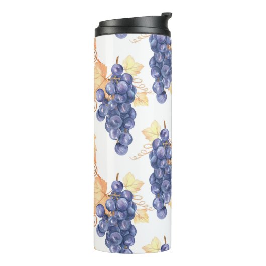 Purple grapes seamless pattern on white isolated b thermosbeker (Gedraaid links)
