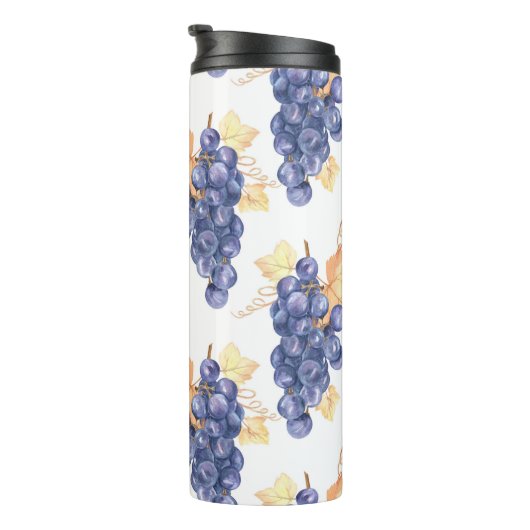 Purple grapes seamless pattern on white isolated b thermosbeker (Geroteerd rechts)