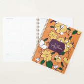 Purple Gray Abstract Floral Sketch Custom Text Planner (Display)