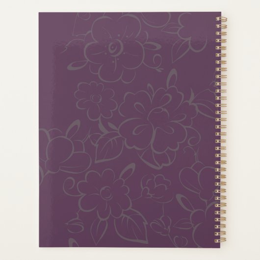 Purple Gray Abstract Floral Sketch Custom Text Planner (Achterkant)