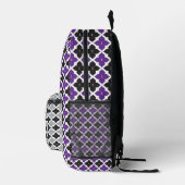 PURPLE GRAY BLACK WHITE DIAMOND FLORAL PATTERNS BEDRUKTE RUGZAK (Rechts)