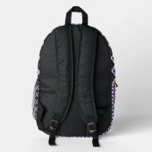 PURPLE GRAY BLACK WHITE DIAMOND FLORAL PATTERNS BEDRUKTE RUGZAK (Achterkant)
