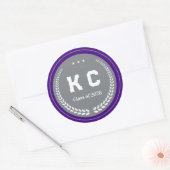 Purple & Gray  Class of 2026 Graduation Envelope Ronde Sticker (Envelop)