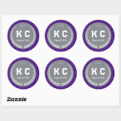 Purple & Gray  Class of 2026 Graduation Envelope Ronde Sticker (Vel)