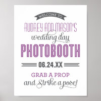 Purple Gray Custom Wedding Photo Booth Sign