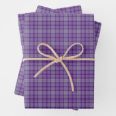 Purple Gray Plaid Tartan Inpakpapier Vel (In situ)