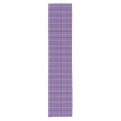 Purple Gray Plaid Tartan Table Runner Korte Tafelloper (Voorkant)